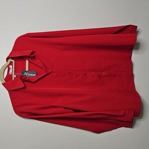 Hotouch Red Button FRONT Shirt Size Xlarge Oversized NWT